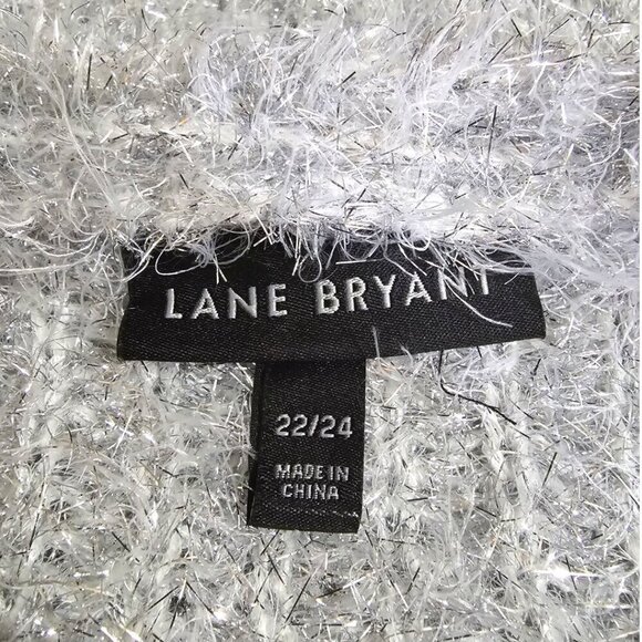 Lane Bryant Silver Open-Front Metallic Eyelash Cardigan Sz 22/24 - Picture 8 of 11